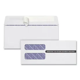 1099 Double Window Envelope, Commercial Flap, Self-adhesive Closure, Contemporary Seam, 3.75 X 8.75, White, 24-pack