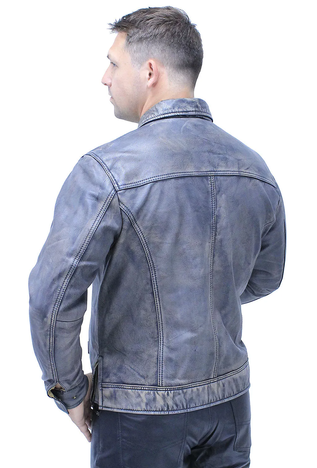 1950's Distressed Black Leather Jacket w/CC Pockets #MA1958GK