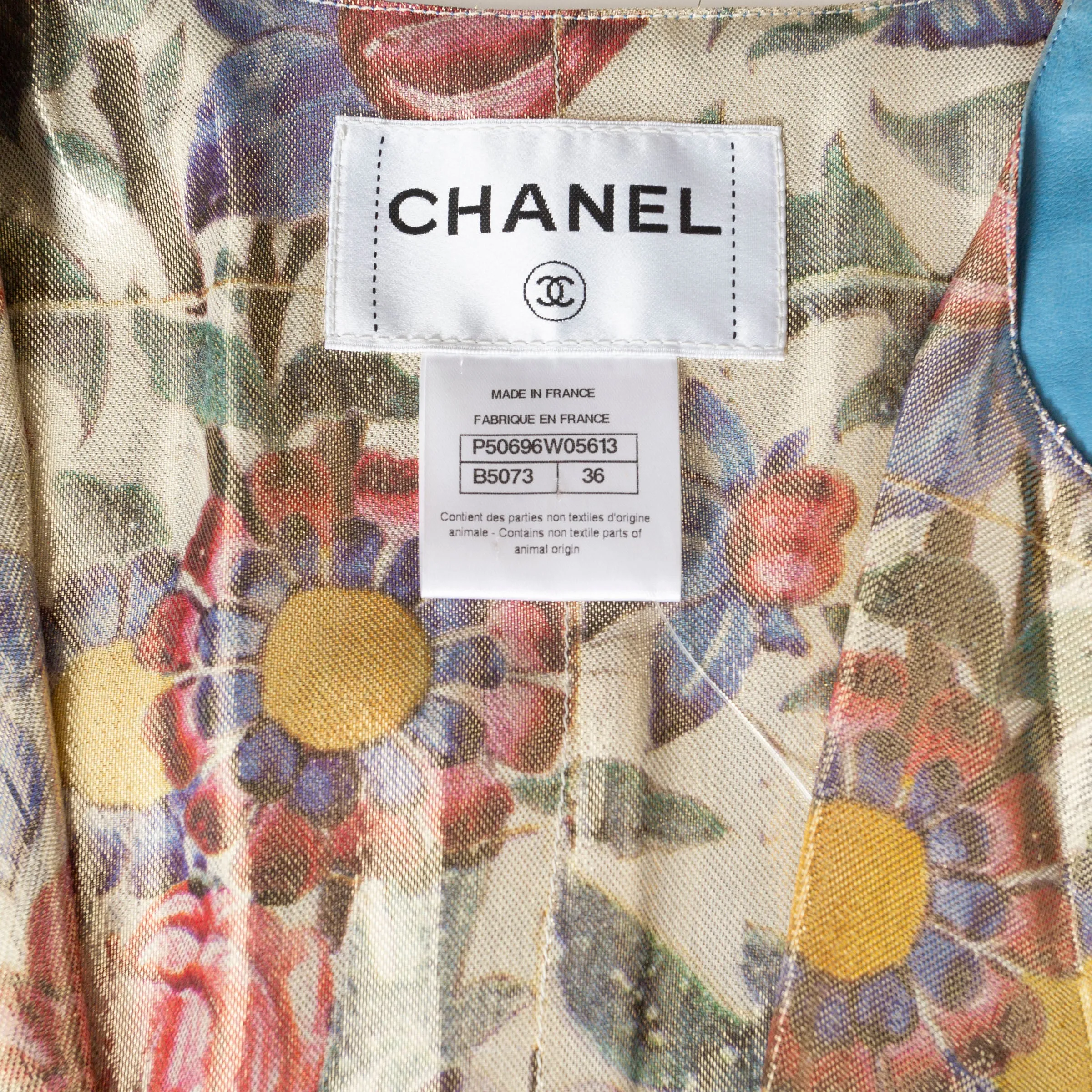 2015 Blue Lambskin and Floral Lurex Jacket