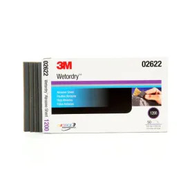 3M™ Wetordry™ Abrasive Sheet 434Q, 02622, 1200, 5 1/2 in x 9 in, 50 sheets per carton, 5 cartons per case