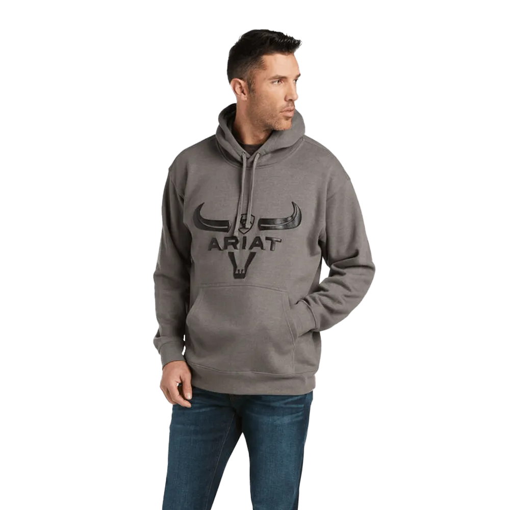 Ariat Men's Gray Steer Head Logo Hoodie