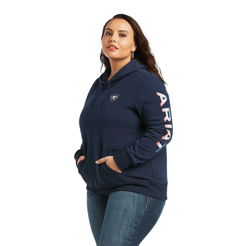 Ariat Women's Navy Serape Logo Arm Hoodie