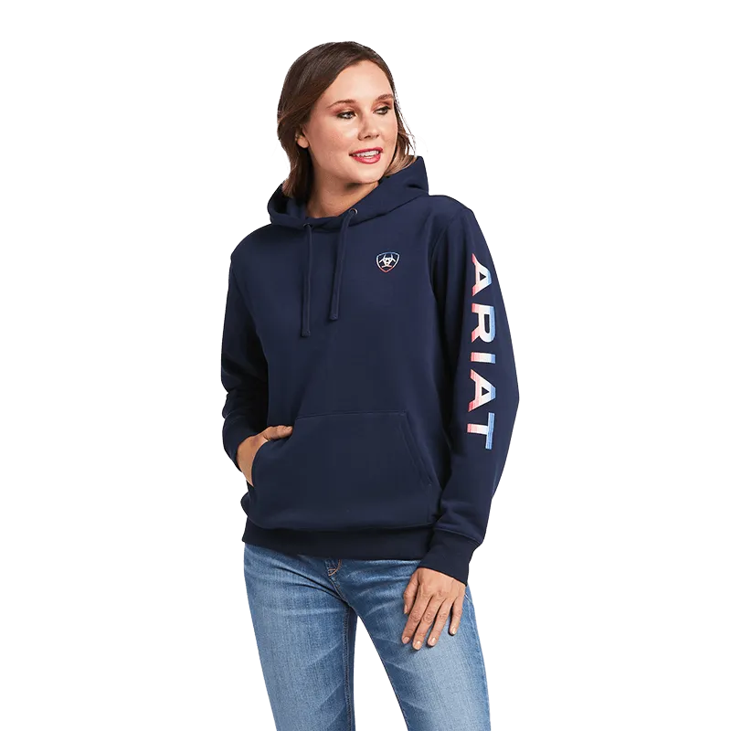 Ariat Women's Navy Serape Logo Arm Hoodie