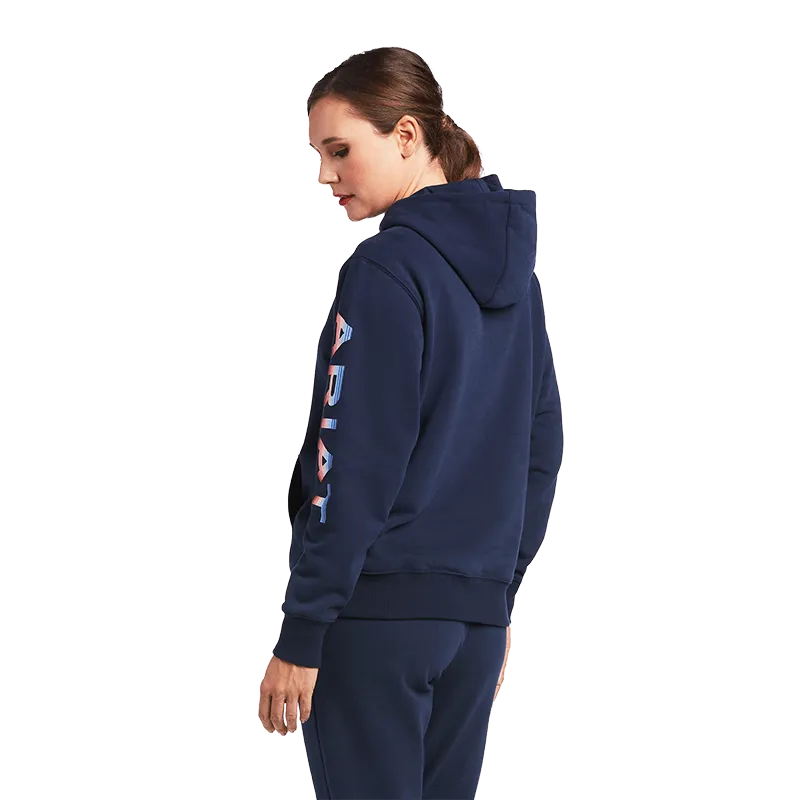 Ariat Women's Navy Serape Logo Arm Hoodie