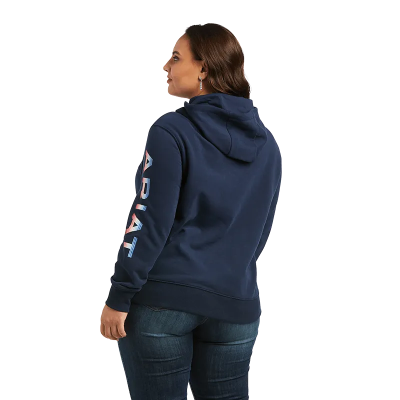 Ariat Women's Navy Serape Logo Arm Hoodie