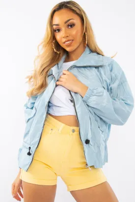 Baby Blue Zip Front Rain Jacket - Idalie