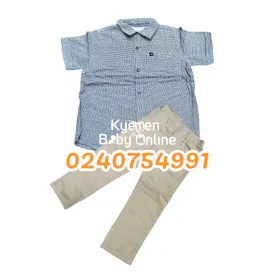 Baby Boy  Short Sleeve Shirt  with Trousers (Calvin Klein) Gray.