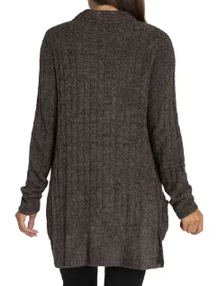 BAREFOOT DREAMS - Cozychic Lite Cable Cardi in Espresso/Cocoa