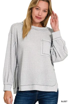 Becca Hi Low Exposed Seam Long Sleeve Top