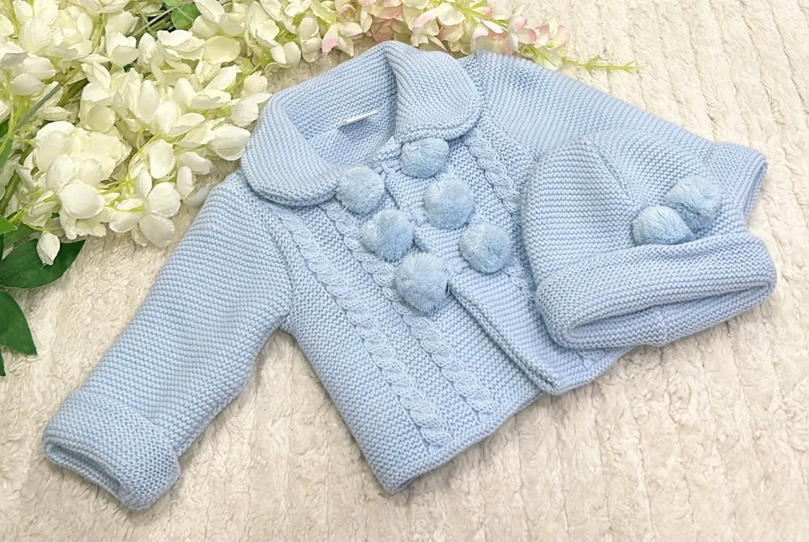 Blue knitted jacket & matching hat