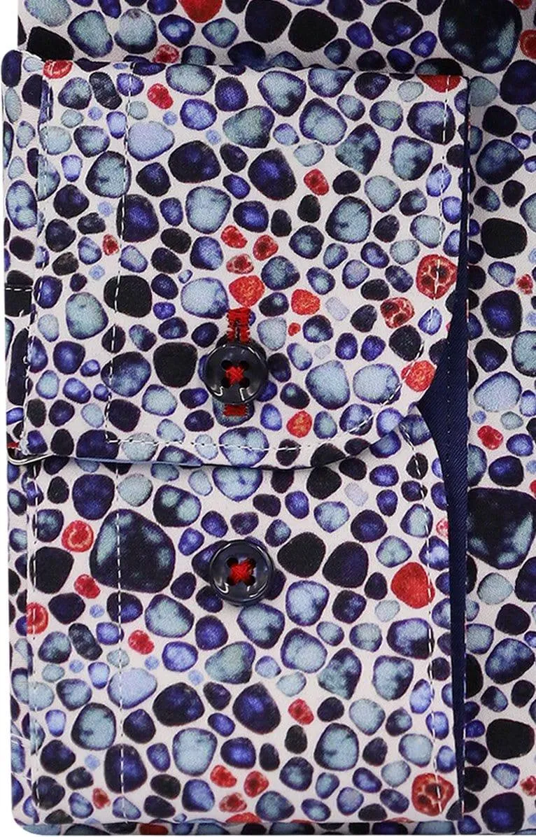 Blue Navy and Red Pebbles