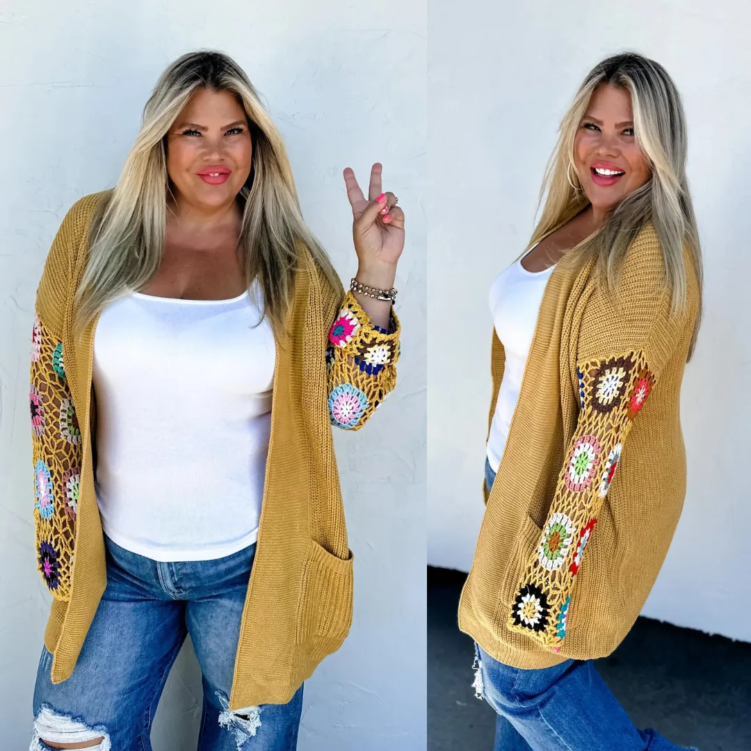 Boho Crochet Sleeve Cardigan