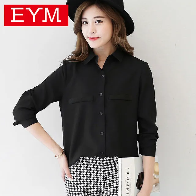 Brand Women Blouse 2017 New Casual Women's Long Sleeved Solid Shirt Plus Size Blouses Ladies Office OL Style Shirts Blusas