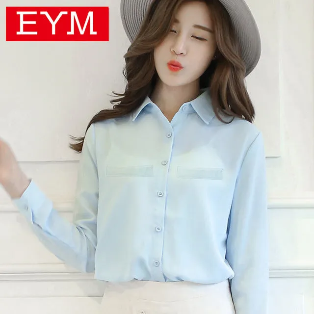 Brand Women Blouse 2017 New Casual Women's Long Sleeved Solid Shirt Plus Size Blouses Ladies Office OL Style Shirts Blusas