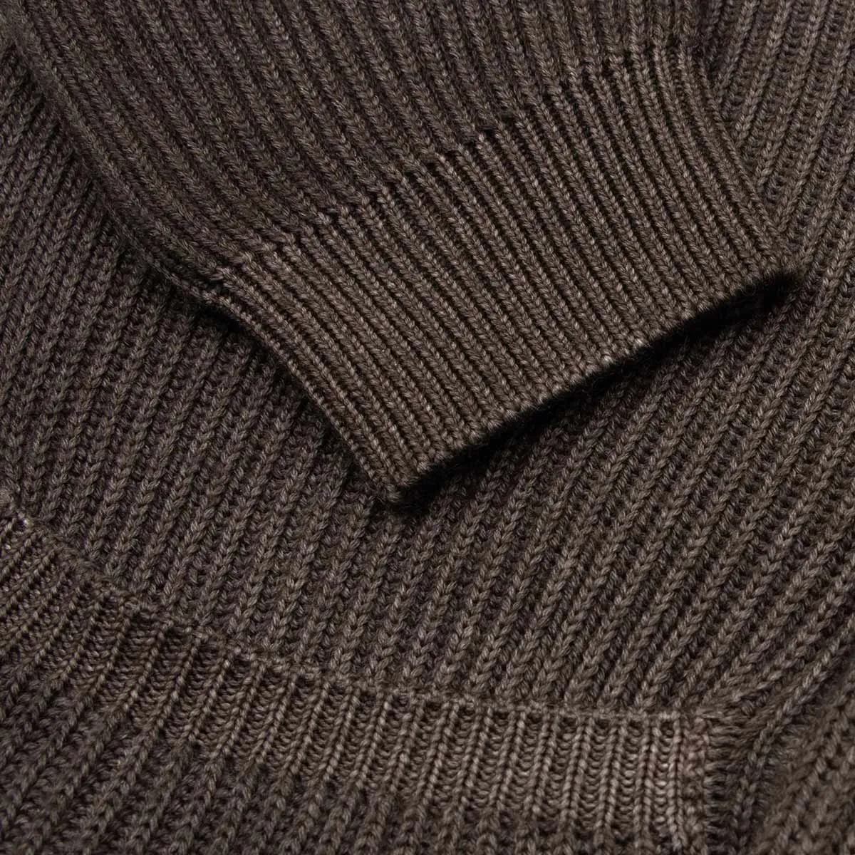 Brown Shawl Neck Merino Wool Cardigan