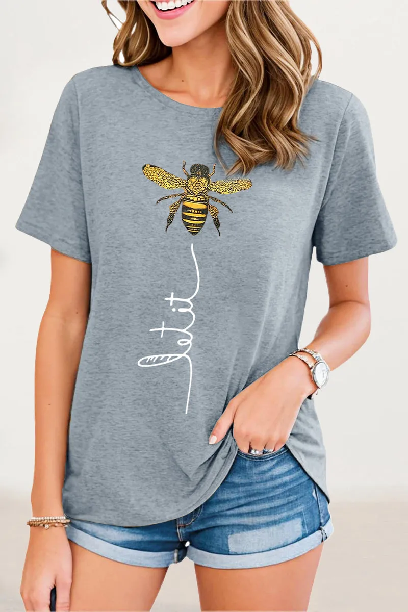 Casual Animal Letter Print Patchwork O Neck T-Shirts