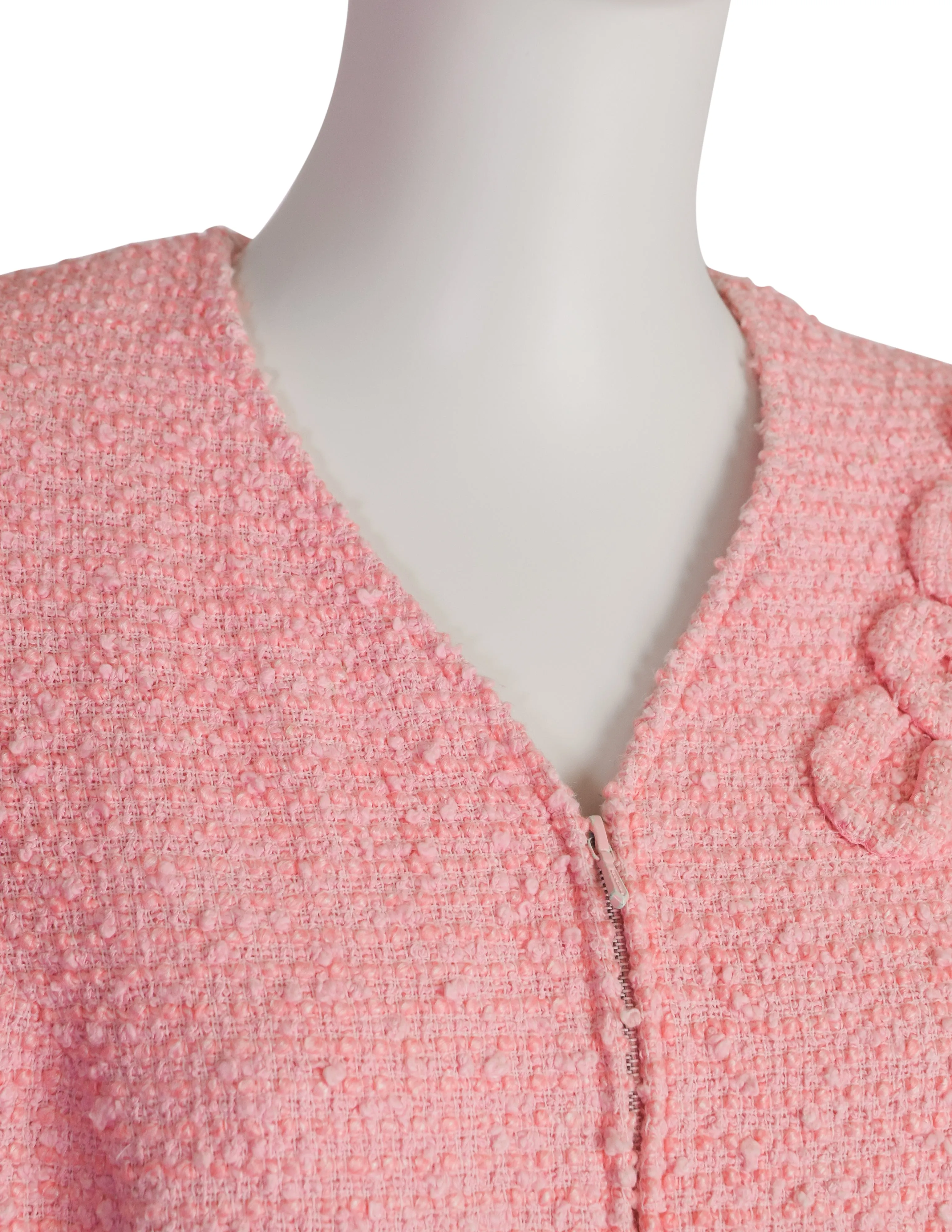 Chanel Vintage 2004 Cruise 'COCO' Baby Pink Cotton Boucle Blazer Jacket