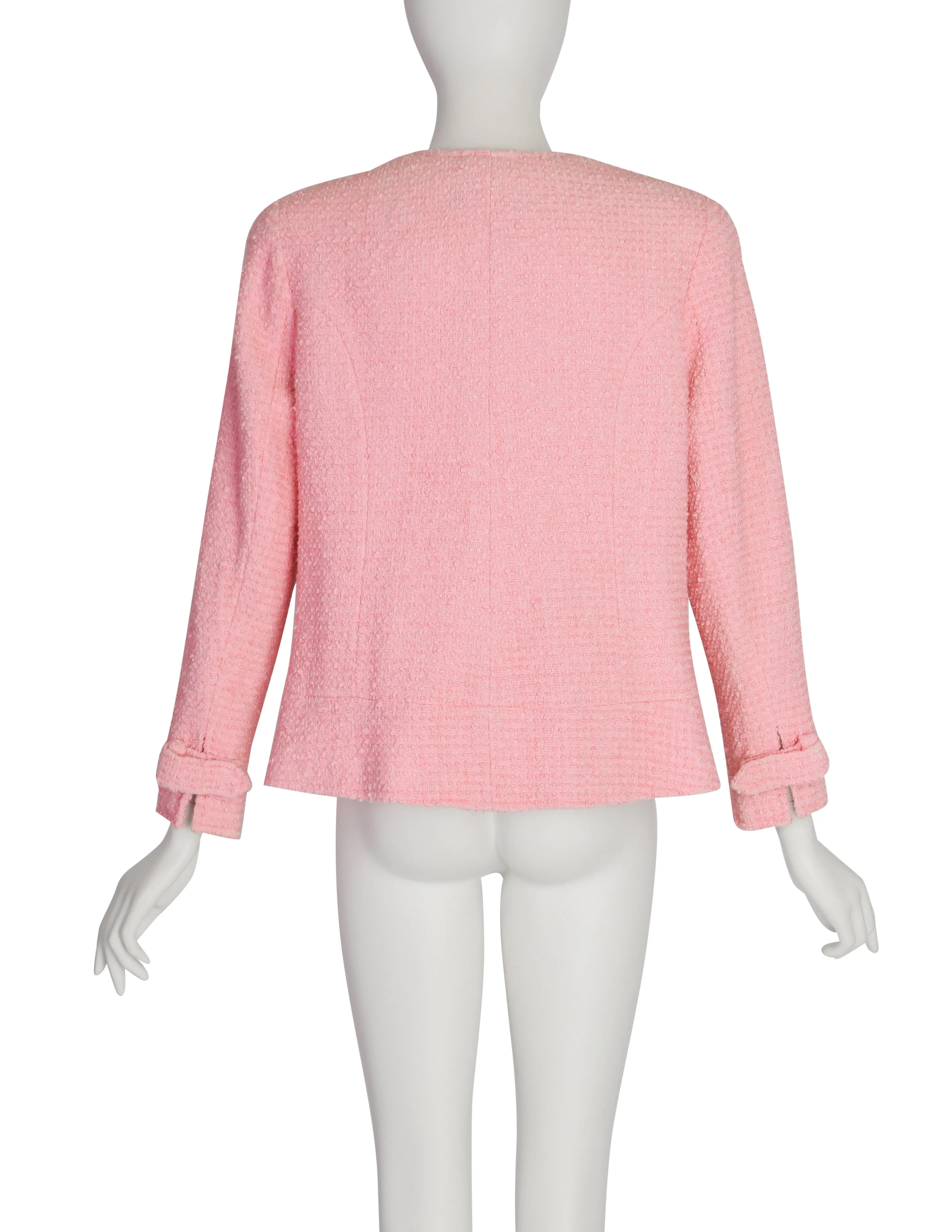 Chanel Vintage 2004 Cruise 'COCO' Baby Pink Cotton Boucle Blazer Jacket