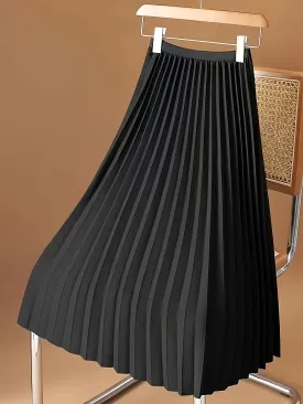 Chic Pleated Midi Skirt Perfect for Spring and Summer Fashion