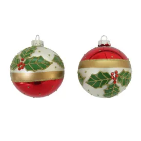 Christmas Carousel Set Of 2 Assortment Holly Red/Green Ornaments