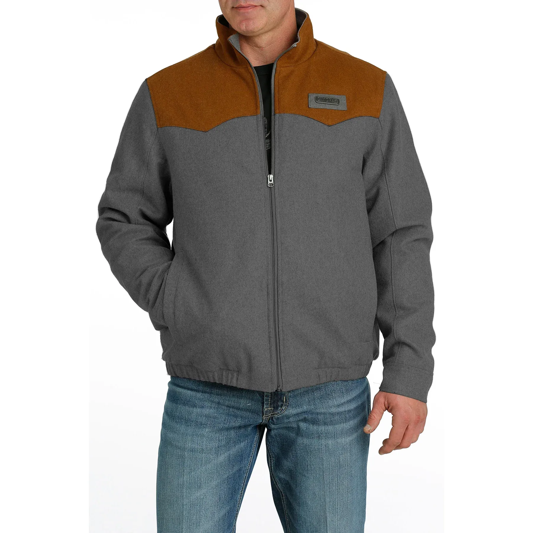 Cinch Men's Grey & Brown Conceal Carry Wooly Jacket