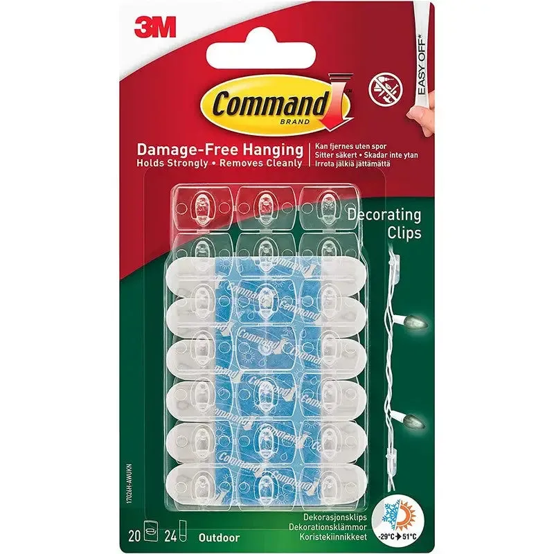 Command Outdoor Water Resistant Decorating Clips - 20pk