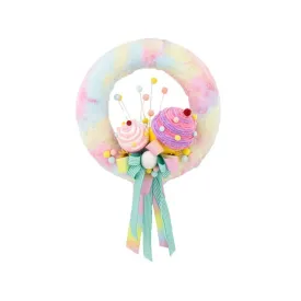 December Diamonds Cotton Candy Land Pastel Wreath With Cupcakes