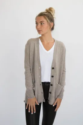 Eleis Collective - The Rib Detail Cardigan - Wheat