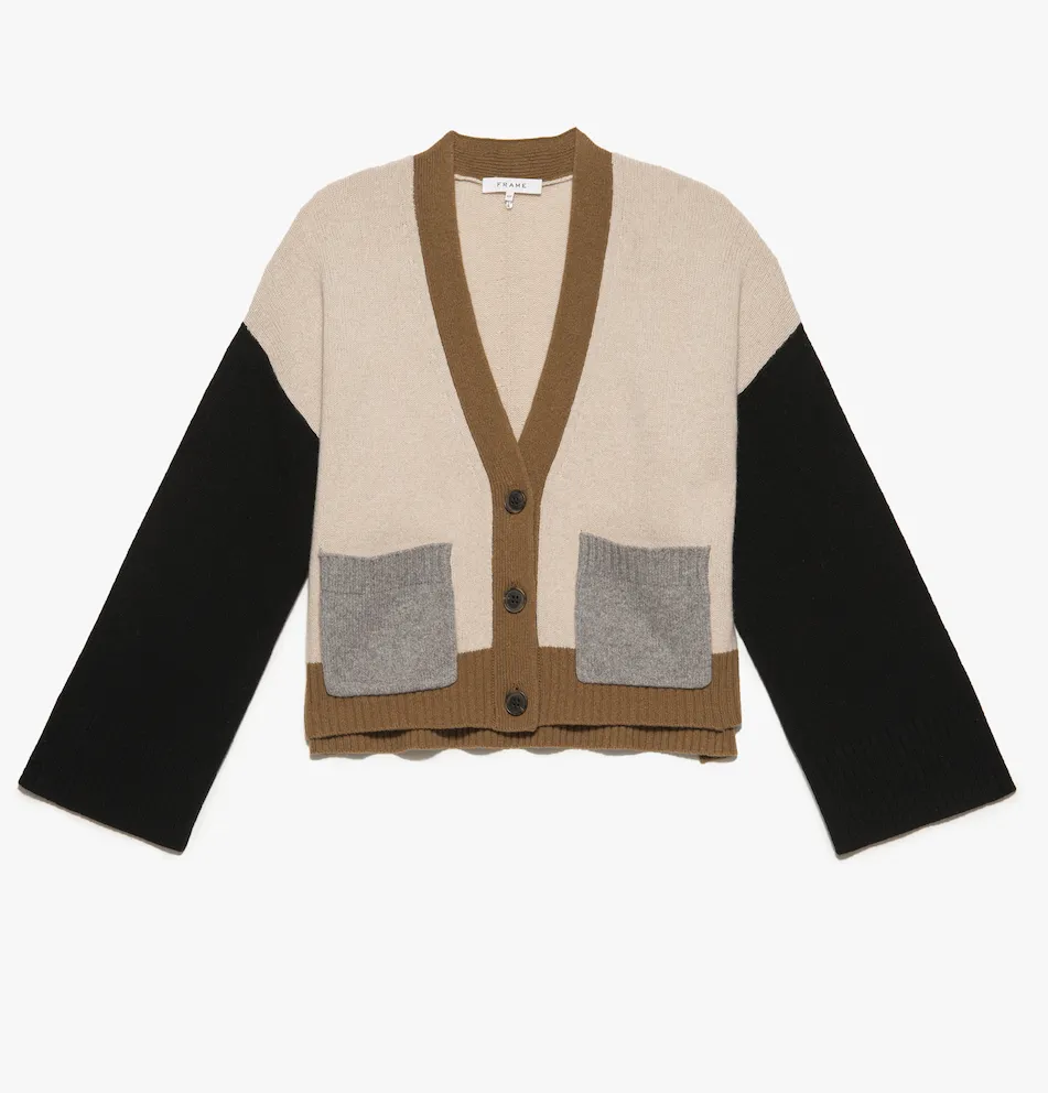 Frame - Colorblock Cardi in Vicuna Multi