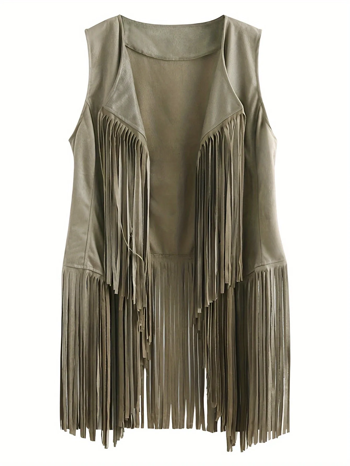 Fringe Hem Jacket Trendy Hippie Sleeveless for Spring  Summer