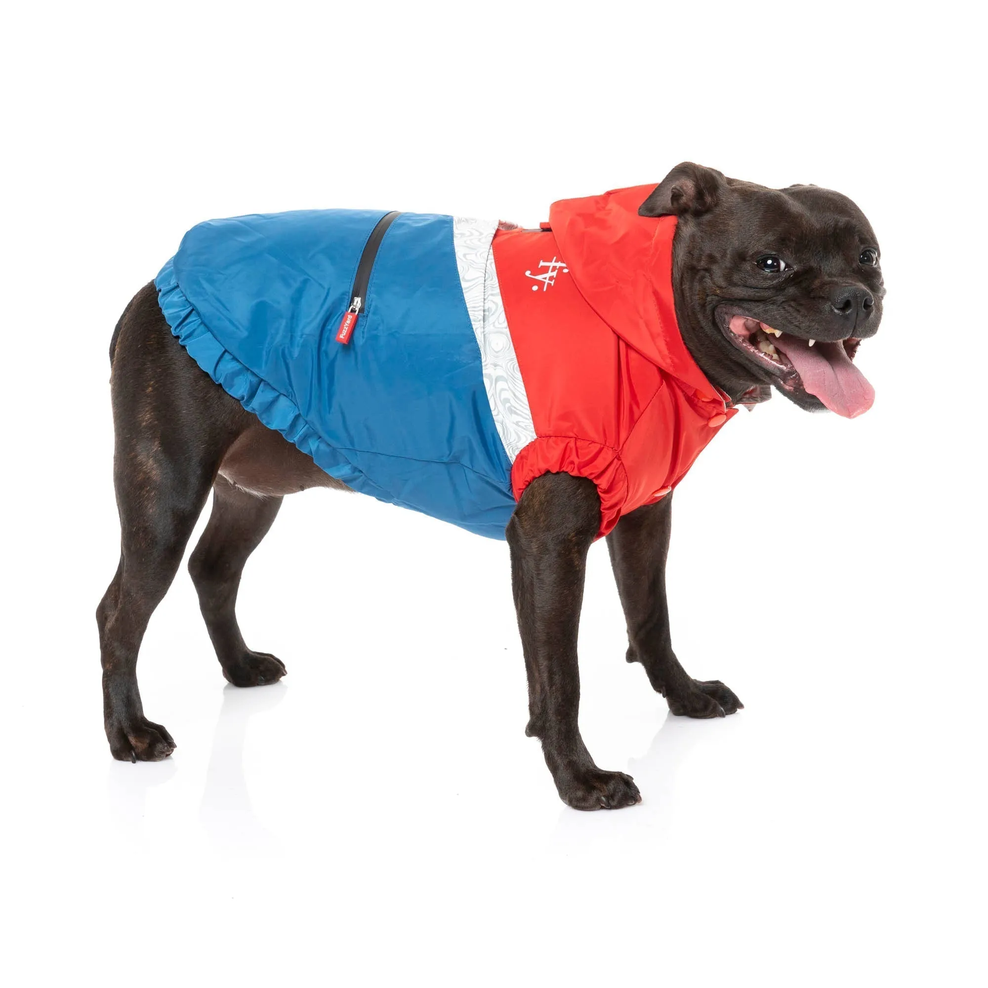 FuzzYard Apparel The Seattle Dog Raincoat Red and Blue Size 1 XXSmall***