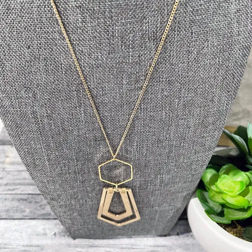 Geometric Shapes Gold Pendant Necklace