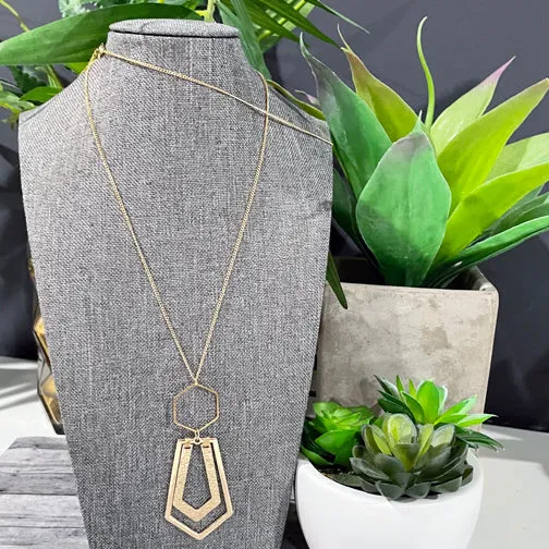 Geometric Shapes Gold Pendant Necklace