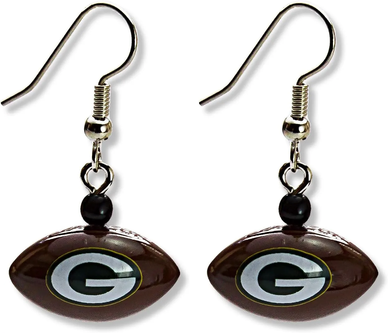 Green Bay Packers 3-D Football Logo Dangle Earrings