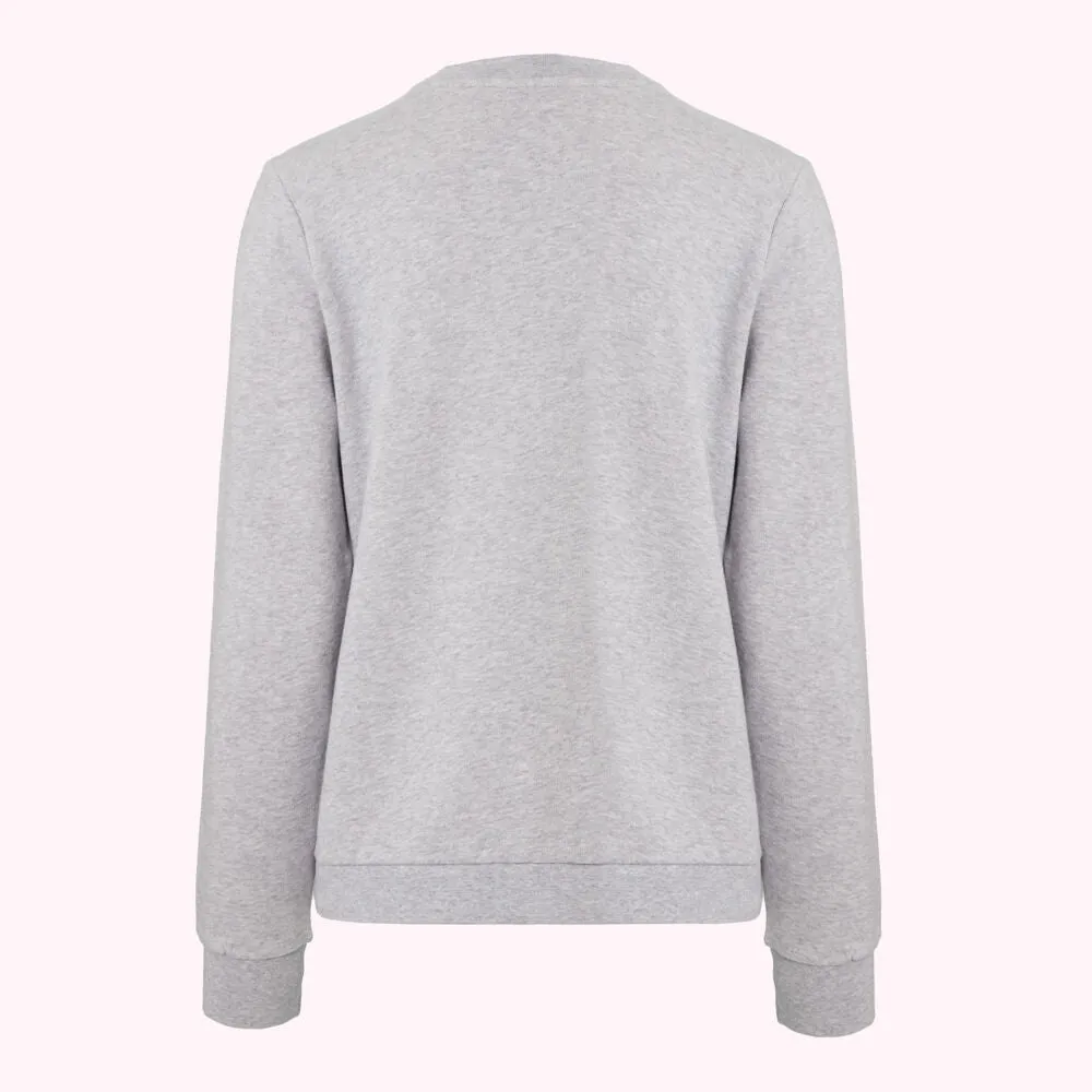 GREY EMBROIDRED LIP SAMI SWEATSHIRT