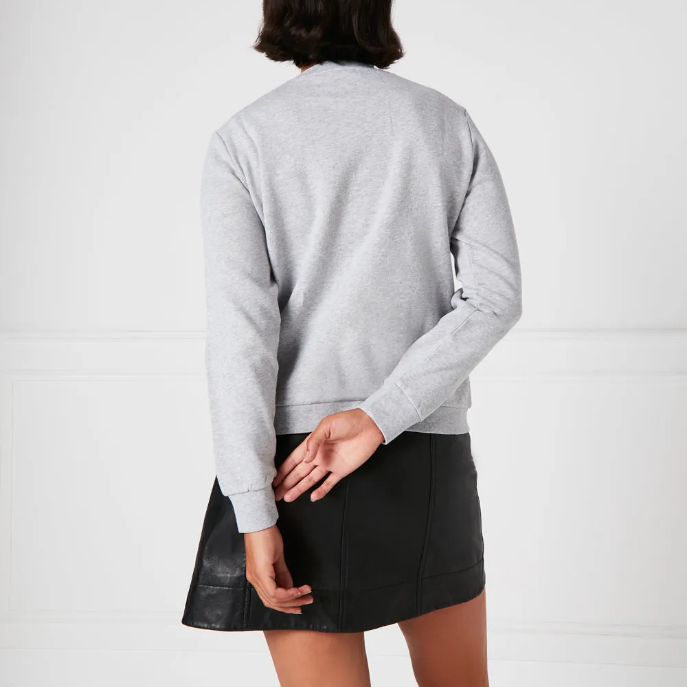 GREY EMBROIDRED LIP SAMI SWEATSHIRT