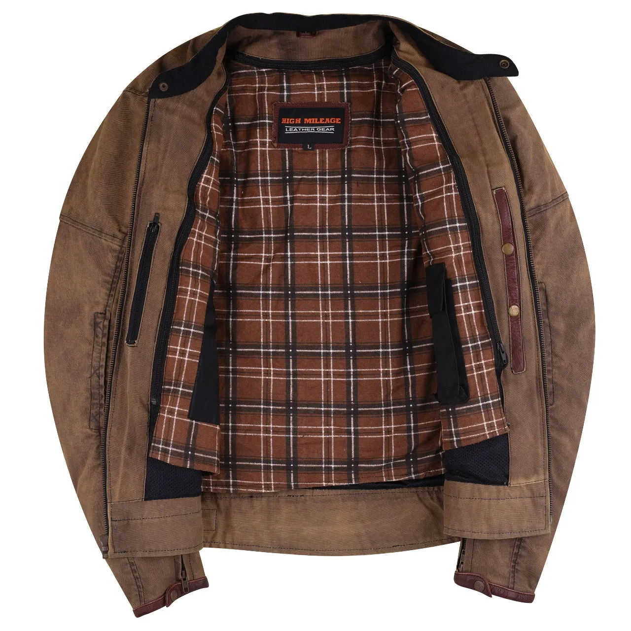 HMM1514Br Rusty Men's Brown Wax Cotton Scooter Jacket