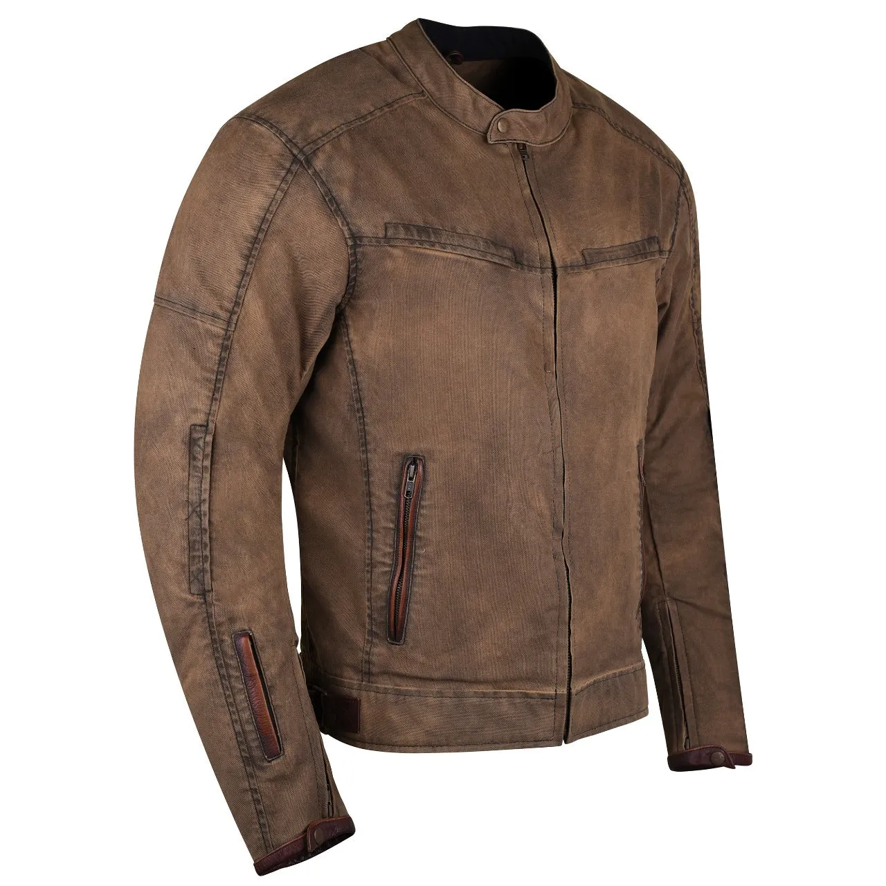 HMM1514Br Rusty Men's Brown Wax Cotton Scooter Jacket