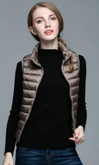 HOT!Winter Women 90% White Duck Down Vest Women's Ultra Light Duck Down Vest Jacket Autumn Winter Sleeveless Coat