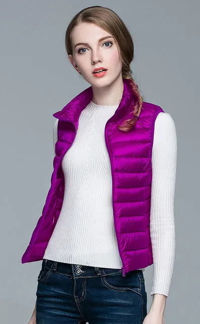 HOT!Winter Women 90% White Duck Down Vest Women's Ultra Light Duck Down Vest Jacket Autumn Winter Sleeveless Coat