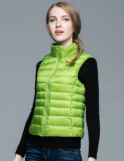 HOT!Winter Women 90% White Duck Down Vest Women's Ultra Light Duck Down Vest Jacket Autumn Winter Sleeveless Coat