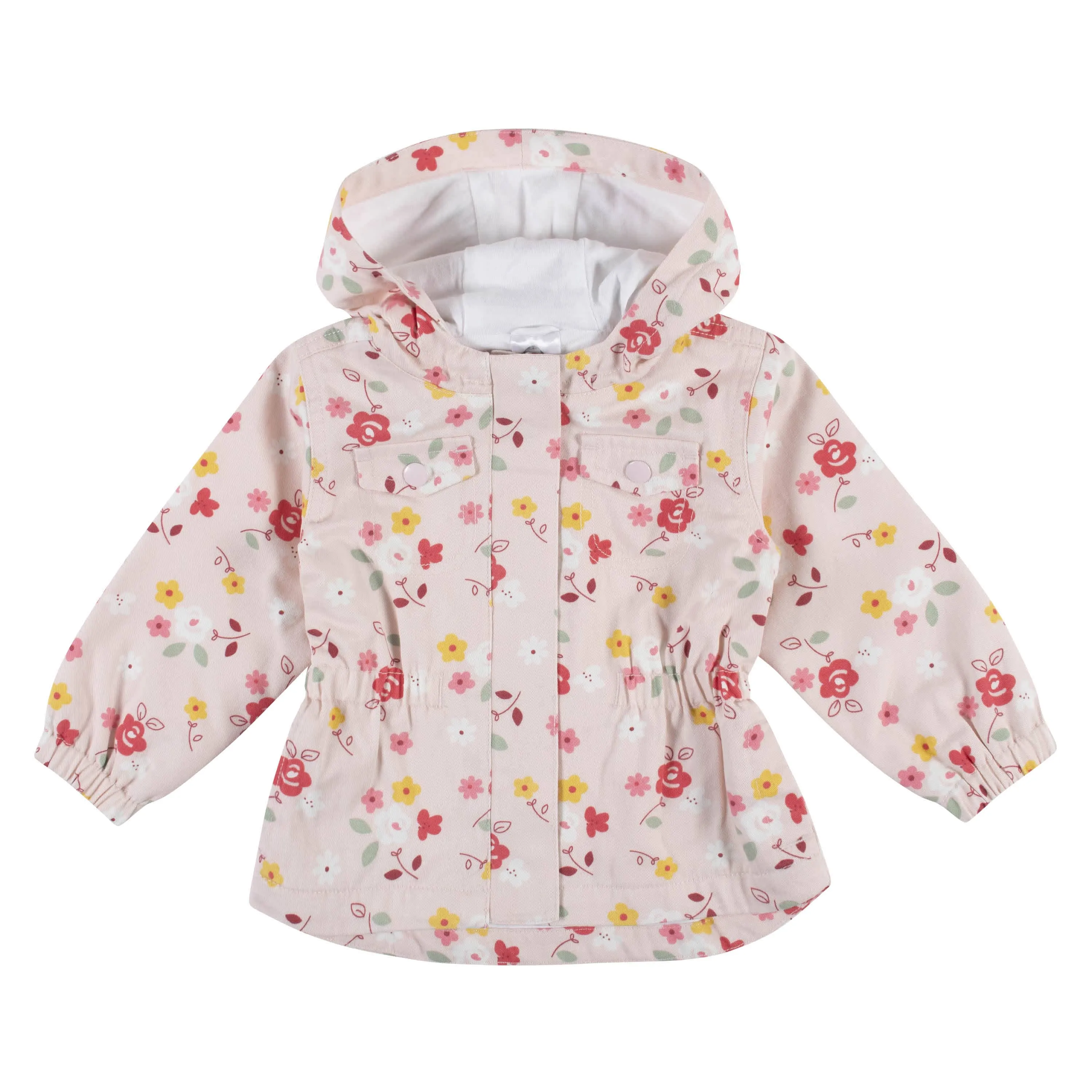 Infant & Toddler Girls Floral Hooded Cotton Twill Utility Jacket