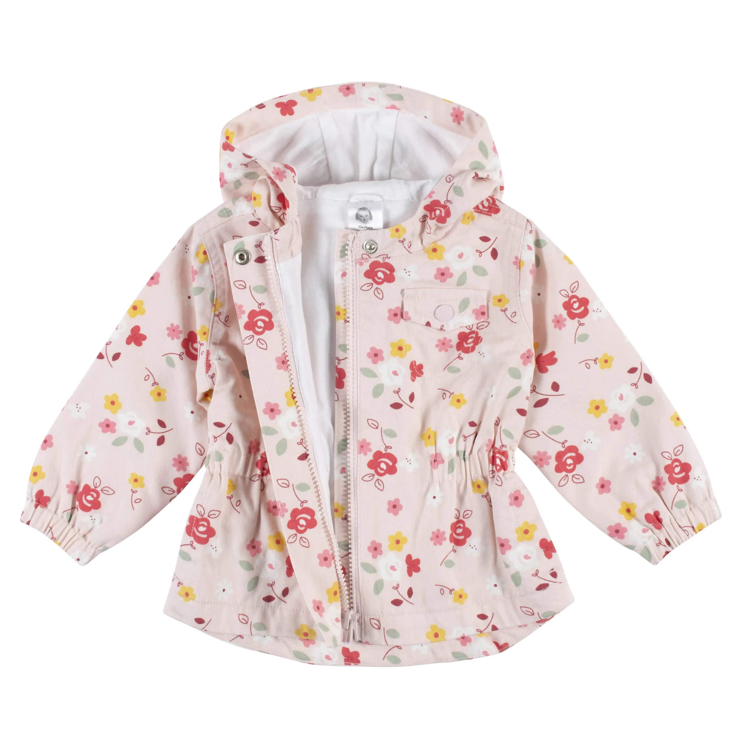 Infant & Toddler Girls Floral Hooded Cotton Twill Utility Jacket