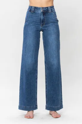 JB132 - DOUBLE BUTTON WIDE JEAN