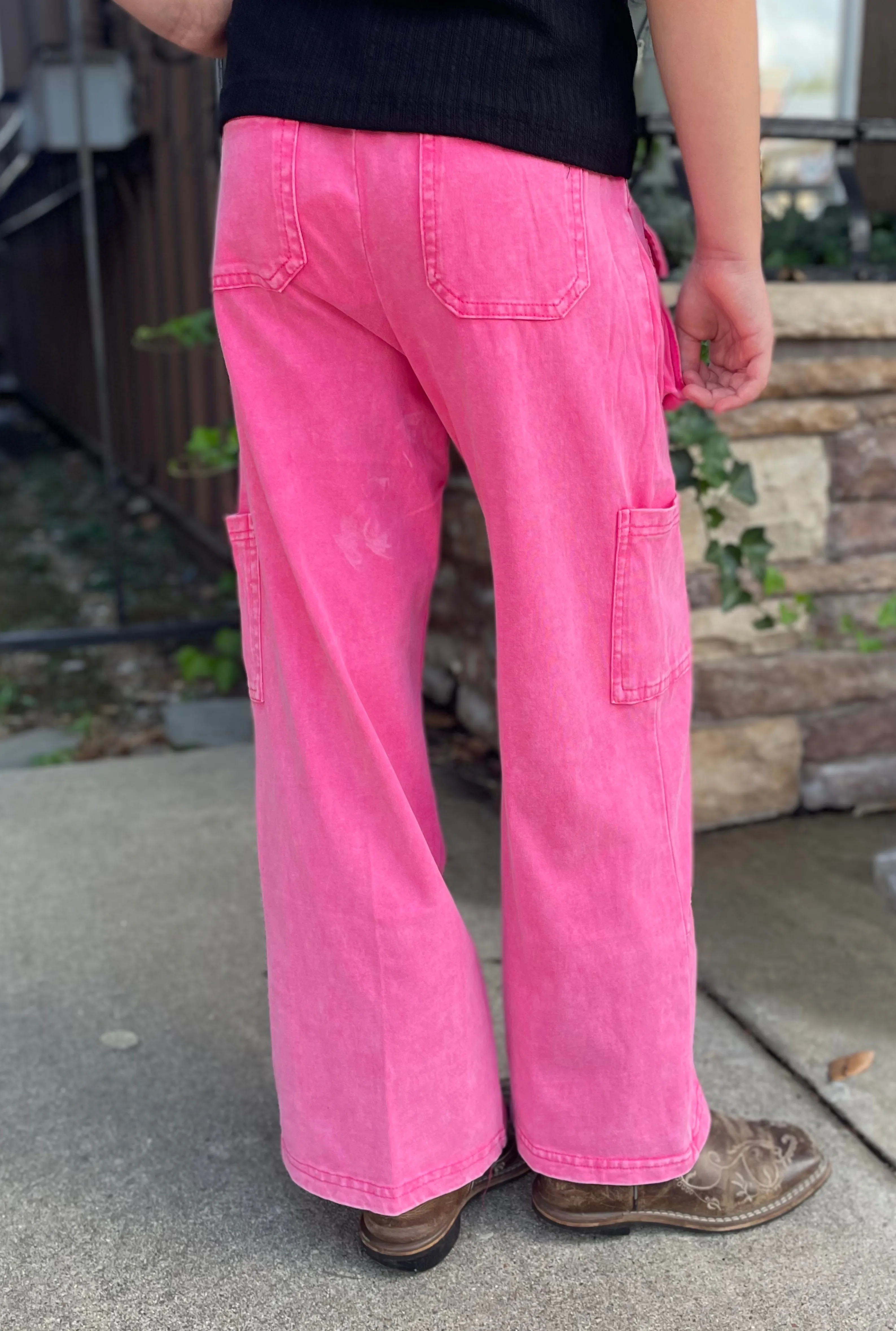 KIDS PINK CARGO PANTS