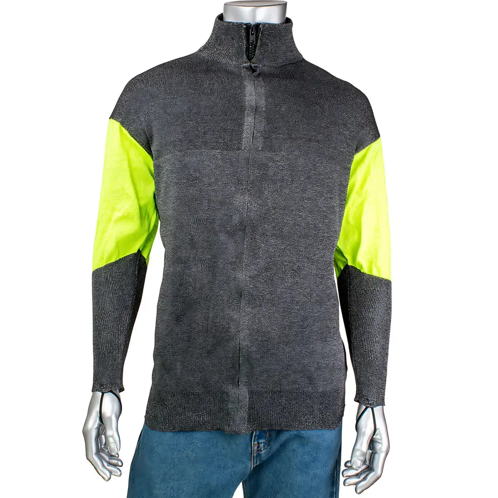 Kut Gard J100SP-3CM-HVB-TL-5XL ATA Blended Cut Resistant Jacket with Hi-Vis Sleeves and Thumb Loops