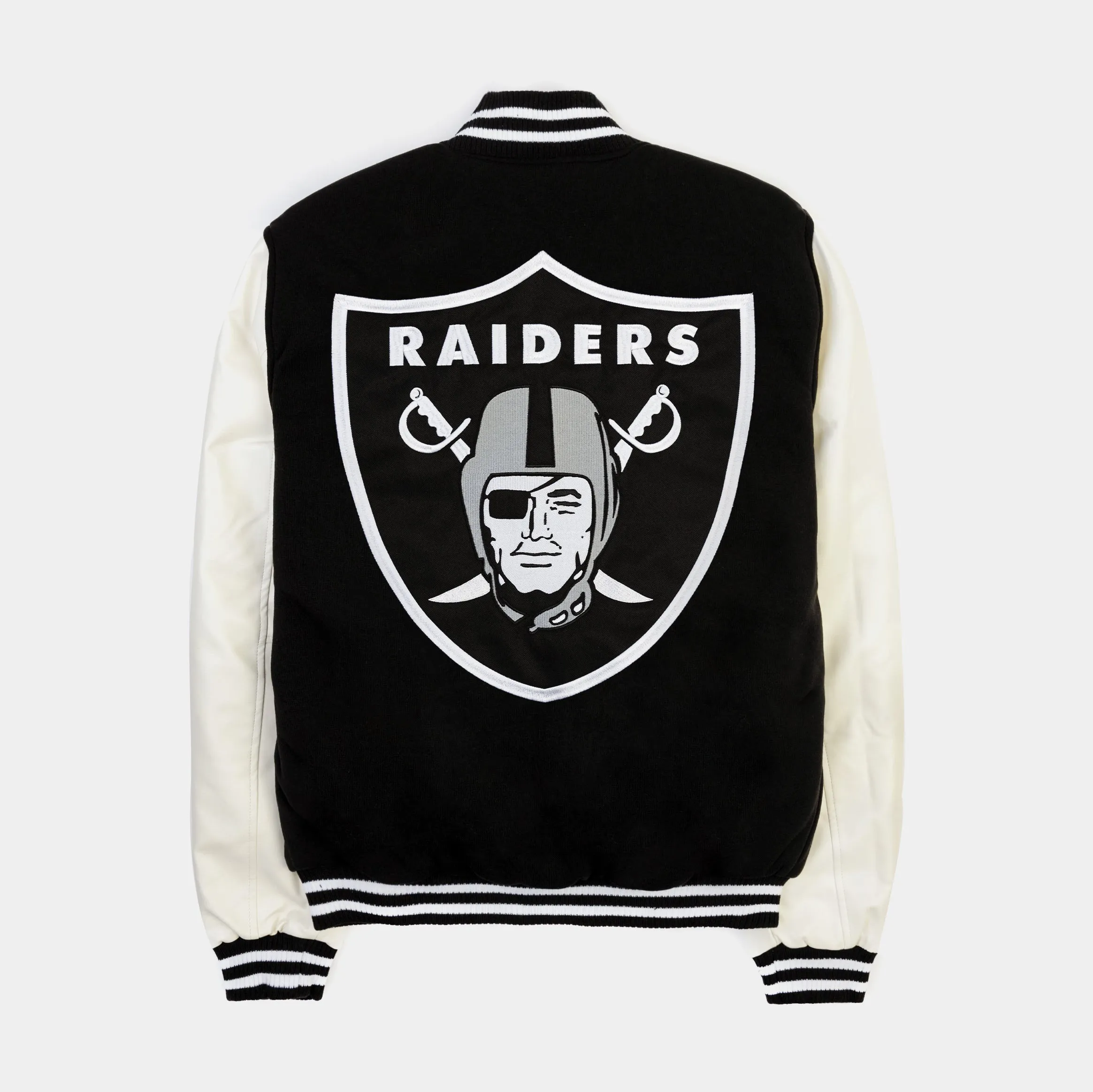 Las Vegas Raiders Reversible Letterman Mens Jacket (Black/White)