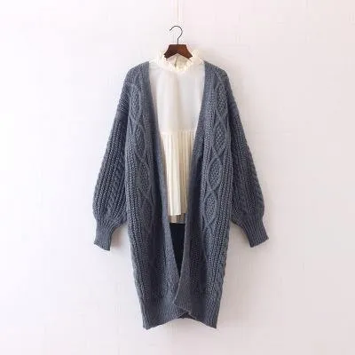 Long Cardigans Autumn Winter Open Stitch Knitting Sweater Cardigans V neck Oversize Cardigan