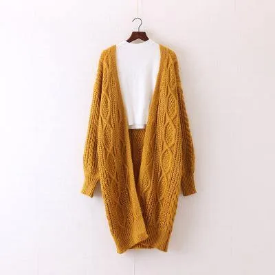 Long Cardigans Autumn Winter Open Stitch Knitting Sweater Cardigans V neck Oversize Cardigan