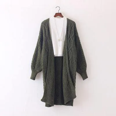 Long Cardigans Autumn Winter Open Stitch Knitting Sweater Cardigans V neck Oversize Cardigan